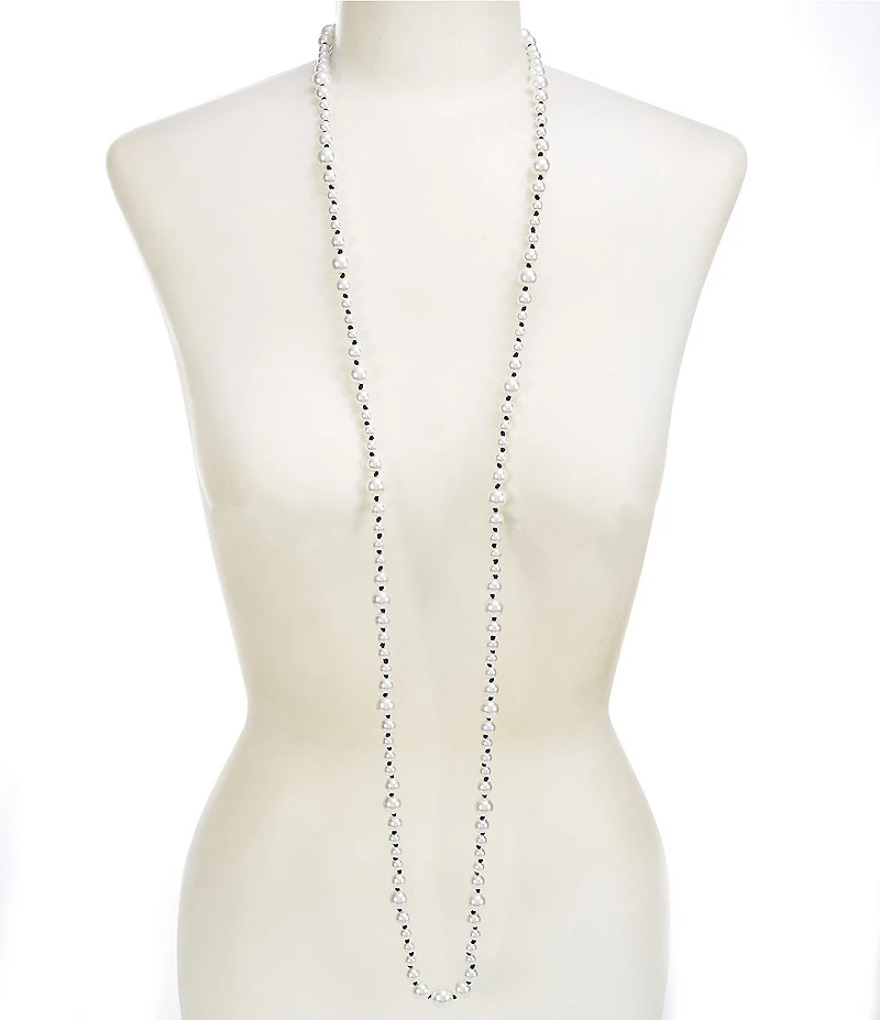 Dillard's Pearl Jet Thread Knotted Long Strand Necklace
