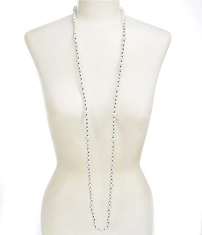 Dillard's Pearl Jet Thread Knotted Long Strand Necklace