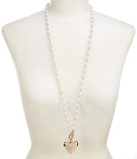 Dillard's Pearl Long Strand Polished Heart Long Statement Pendant Necklace
