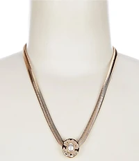 Dillard's Pearl Oval Cab Wobbly Metal Short Pendant Necklace