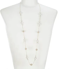 Dillard's Pearl Station Flower Long Strand Necklace
