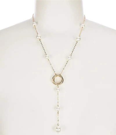 Dillard's Pearl Station Metal Knot Y Necklace
