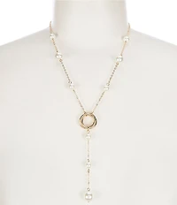 Dillard's Pearl Station Metal Knot Y Necklace