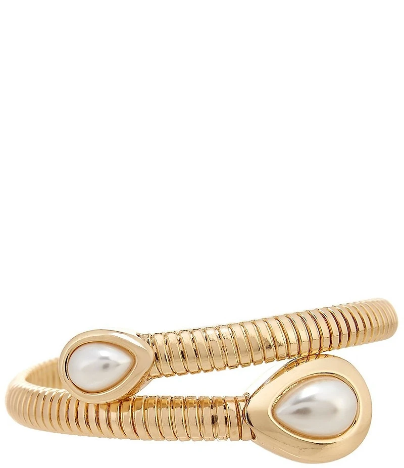 Dillard's Pearl Teardrop Bypass Omega Chain Bangle Bracelet
