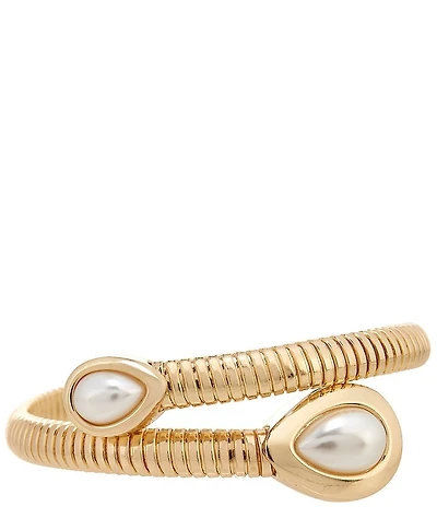 Dillard's Pearl Teardrop Bypass Omega Chain Bangle Bracelet
