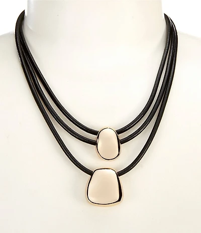 Dillard's Polished Metal 3 Row Jet Cord Short Multi-Strand Necklace