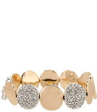Dillard's Polished Organic Round Metal Crystal Pave Stretch Bracelet