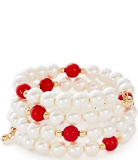 Dillard's Red & White Pearl Coil Bracelet