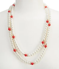 Dillard's Red & White Pearl Multi Strand Necklace