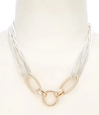 Dillard's Round & Oval Link Frontal Box Chain Short Multi Strand Necklace