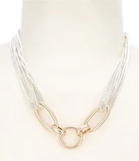 Dillard's Round & Oval Link Frontal Box Chain Short Multi Strand Necklace