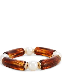 Dillard's Tortoise Resin & Pearl Stretch Bracelet