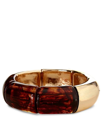 Dillard's Tortoise Resin & Polished Square Resort Metal Stretch Bracelet