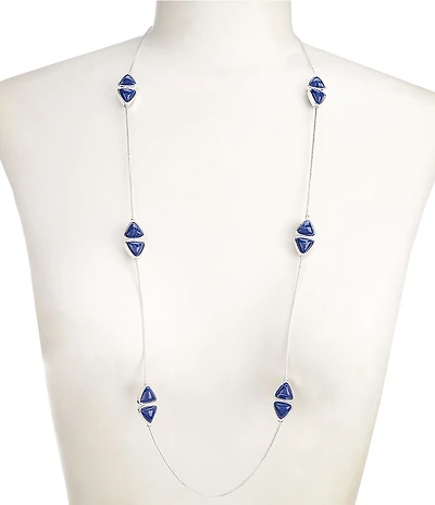 Dillard's Triangle Cabochon Station Long Strand Necklace