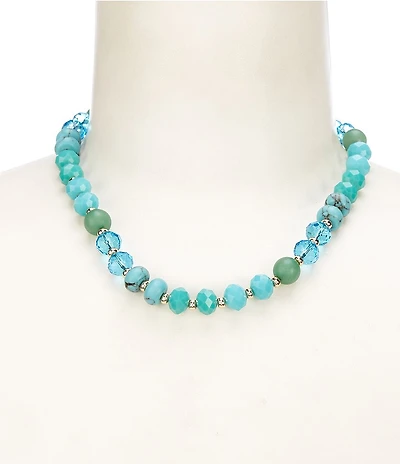 Dillard's Turquoise Multi Beaded Short Strand Resort Collar Necklace