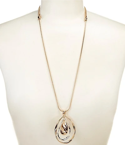 Dillard's Twisted Metal Orbital Teardrop Long Pendant Necklace