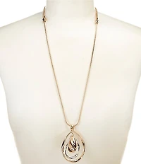 Dillard's Twisted Metal Orbital Teardrop Long Pendant Necklace