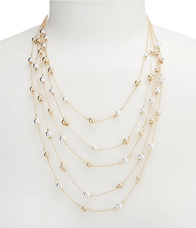 Dillard's Two Tone Bead Illusion Short Multi Strand Necklace