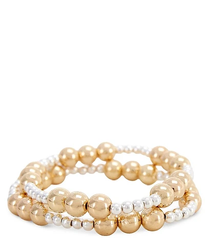 Dillard's Two Tone Bead Stretch Bracelet Set