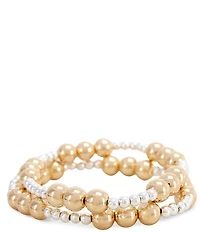 Dillard's Two Tone Bead Stretch Bracelet Set