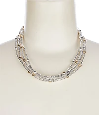Dillard's Two Tone Beaded Row Short Multi Strand Necklace