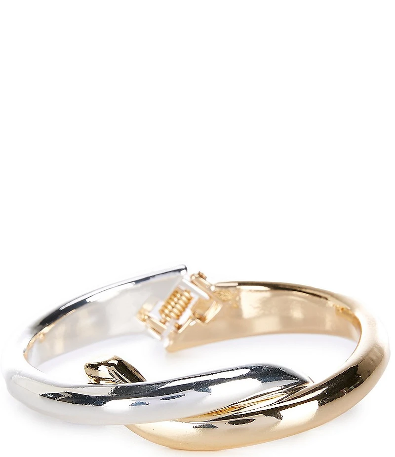 Dillard's Two Tone Bypass Sculptural Bangle Bracelet