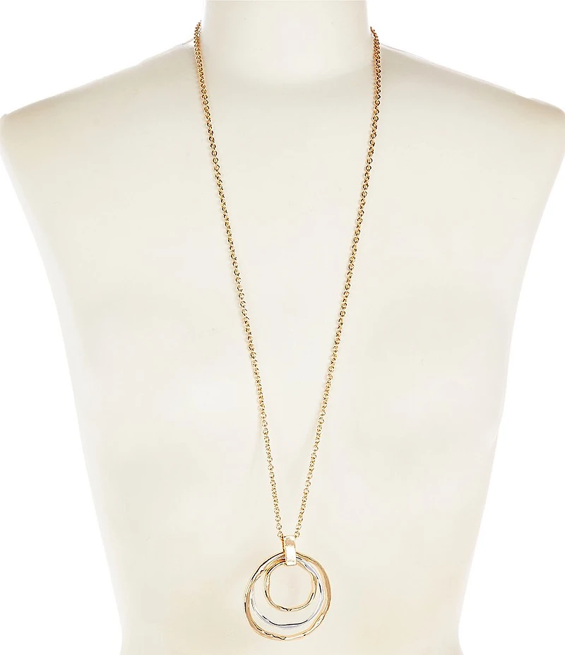 Dillard's Two Tone Circles Long Pendant Necklace