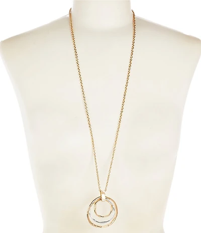 Dillard's Two Tone Circles Long Pendant Necklace