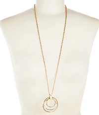 Dillard's Two Tone Circles Long Pendant Necklace