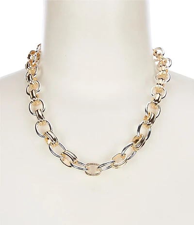 Dillard's Two Tone Metal Links Collar Chain Necklace