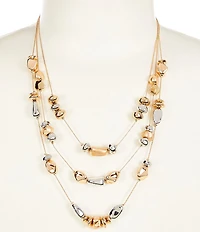 Dillard's Two Tone Pebble Illusion Short Multi Strand Necklace