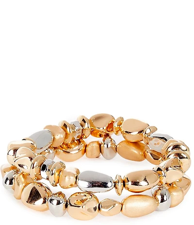 Dillard's Two Tone Pebble Stretch Bracelet Set