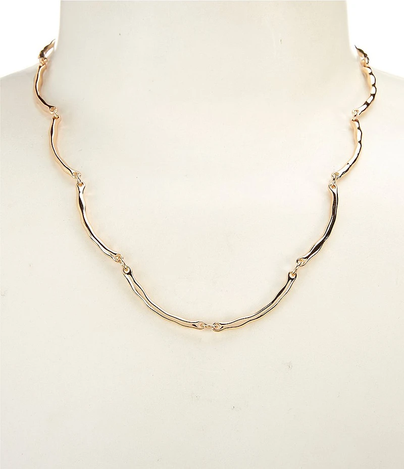 Dillard's Wavy Metal Curved Bar Chain Collar Necklace