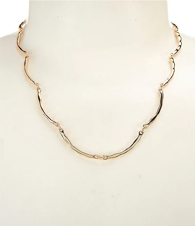 Dillard's Wavy Metal Curved Bar Chain Collar Necklace