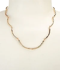 Dillard's Wavy Metal Curved Bar Chain Collar Necklace