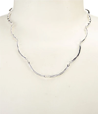 Dillard's Wavy Metal Curved Bar Chain Collar Necklace