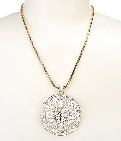 Dillard's White Enamel Mandala Short Pendant Necklace
