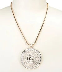 Dillard's White Enamel Mandala Short Pendant Necklace