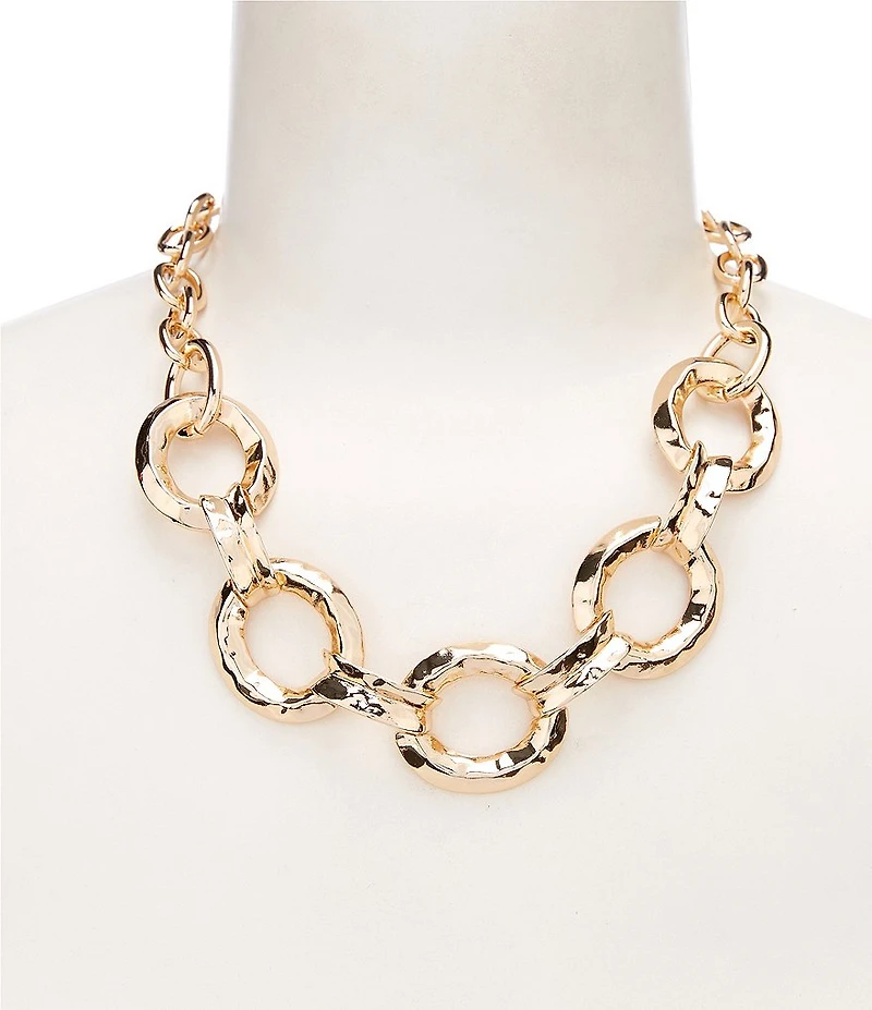 Dillard's Wobbly Metal Large Oval Link Frontal Statement Collar Necklace