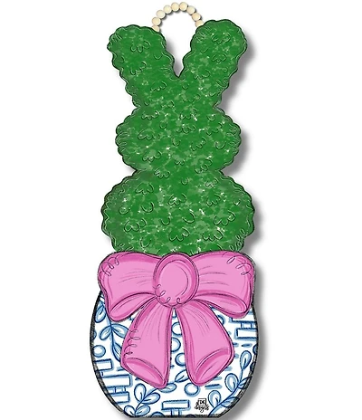 DK Designs Easter Collection Bunny Topiary in a Pot Beaded Hanging Sign