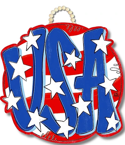 DK Designs Stars and Stripes USA Wooden Door Hanger