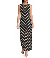 Donna Morgan Striped Crochet Maxi Dress