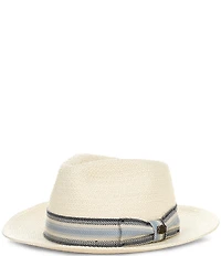 Dorfman Milano Striped Band C-Crown Paper Braid Fedora