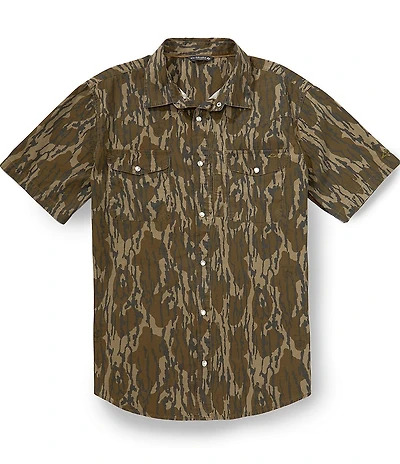 Drake Clothing Co. Cinco Ranch Western Acid Wash Camo Short Sleeve Woven Shirt