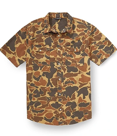 Drake Clothing Co. Cinco Ranch Western Acid Wash Camo Short Sleeve Woven Shirt