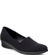 ECCO Felicia Stretch Textile and Leather Slip On Wedge Loafers
