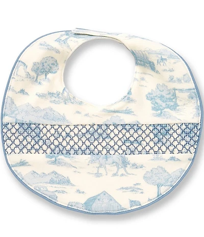 Edgehill Collection Baby Boys Cotton Toile Print Smocked Bib