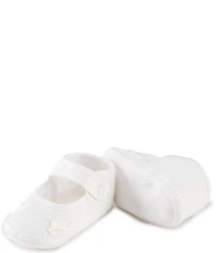 Edgehill Collection Girls' Christening Rosebud Mary Jane Crib Shoes (Infant)