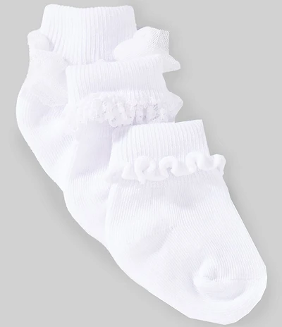 Edgehill Collection Baby Girls Ruffle Lace 3-Pack Socks