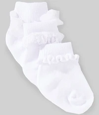 Edgehill Collection Baby Girls Ruffle Lace 3-Pack Socks